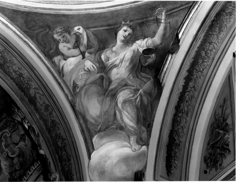 Storie di San Nicola di Bari, Virtù Cardinali e Virtù Teologali - Giustizia, Chiesa di san Nicola dei Lorenesi, Roma